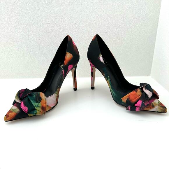 Ted Baker Ryoh Black Art Print 100Mm Bow Court Shoes Women's 6 (36) NEW - Picture 5 of 8